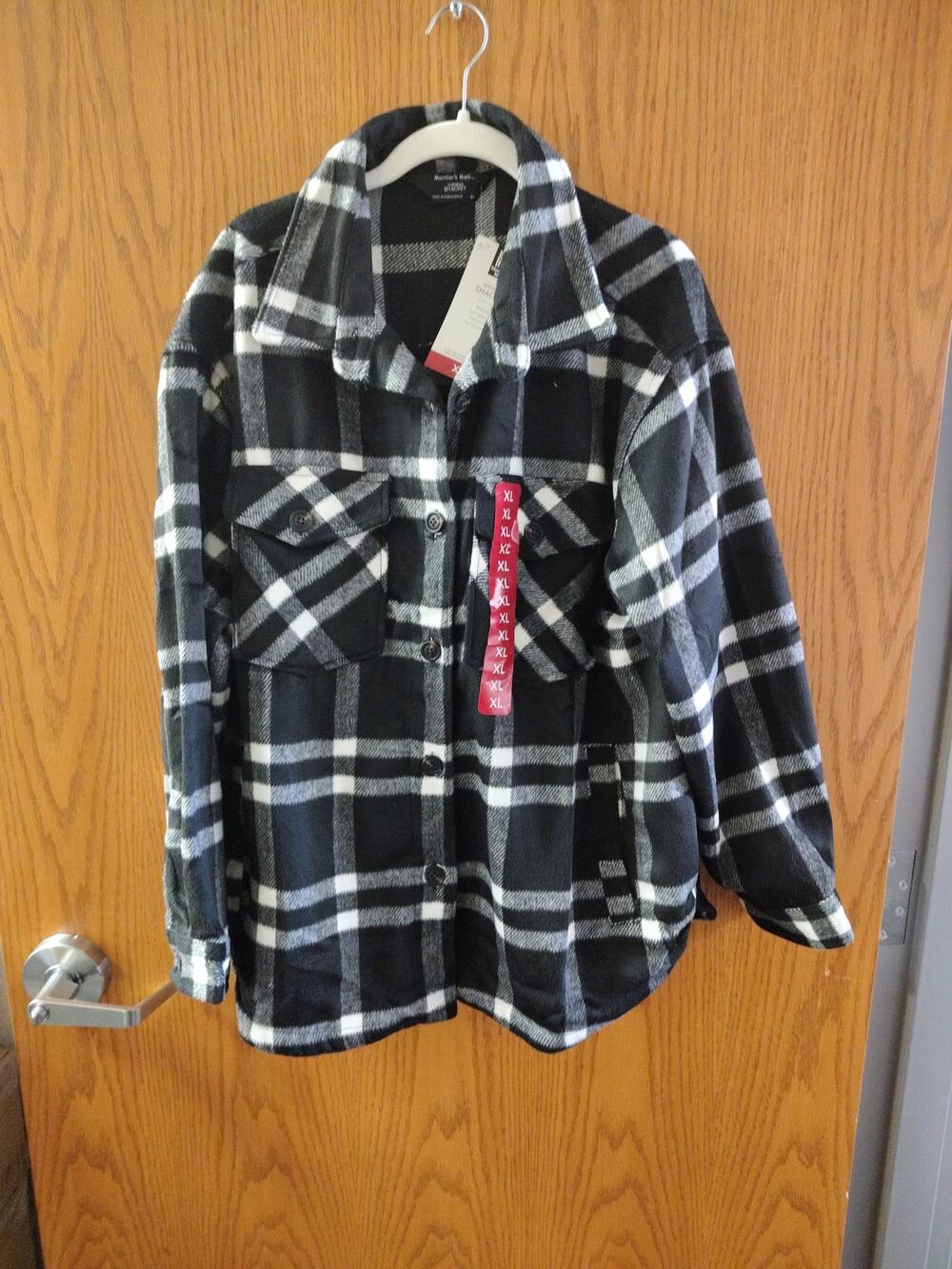Member's Mark Women's Shacket Black White Plaid Size XLNWT